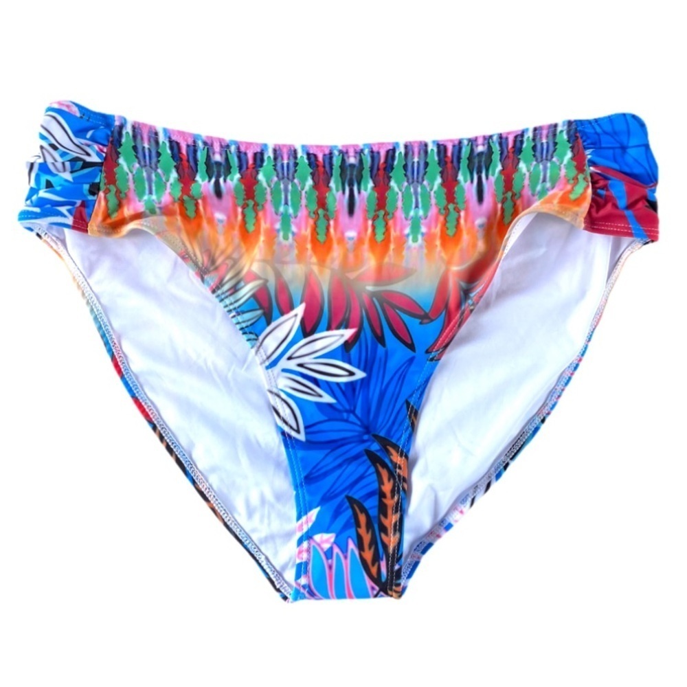 Tropical palm print high waist swim bottoms xxl - Picture 2 of 8